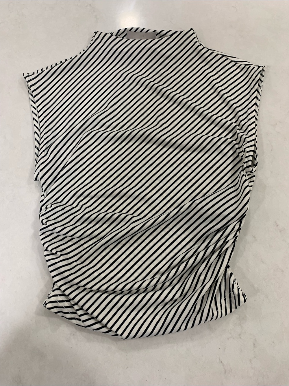 H&M Black and White Striped Sleeveless Mock Neck Top